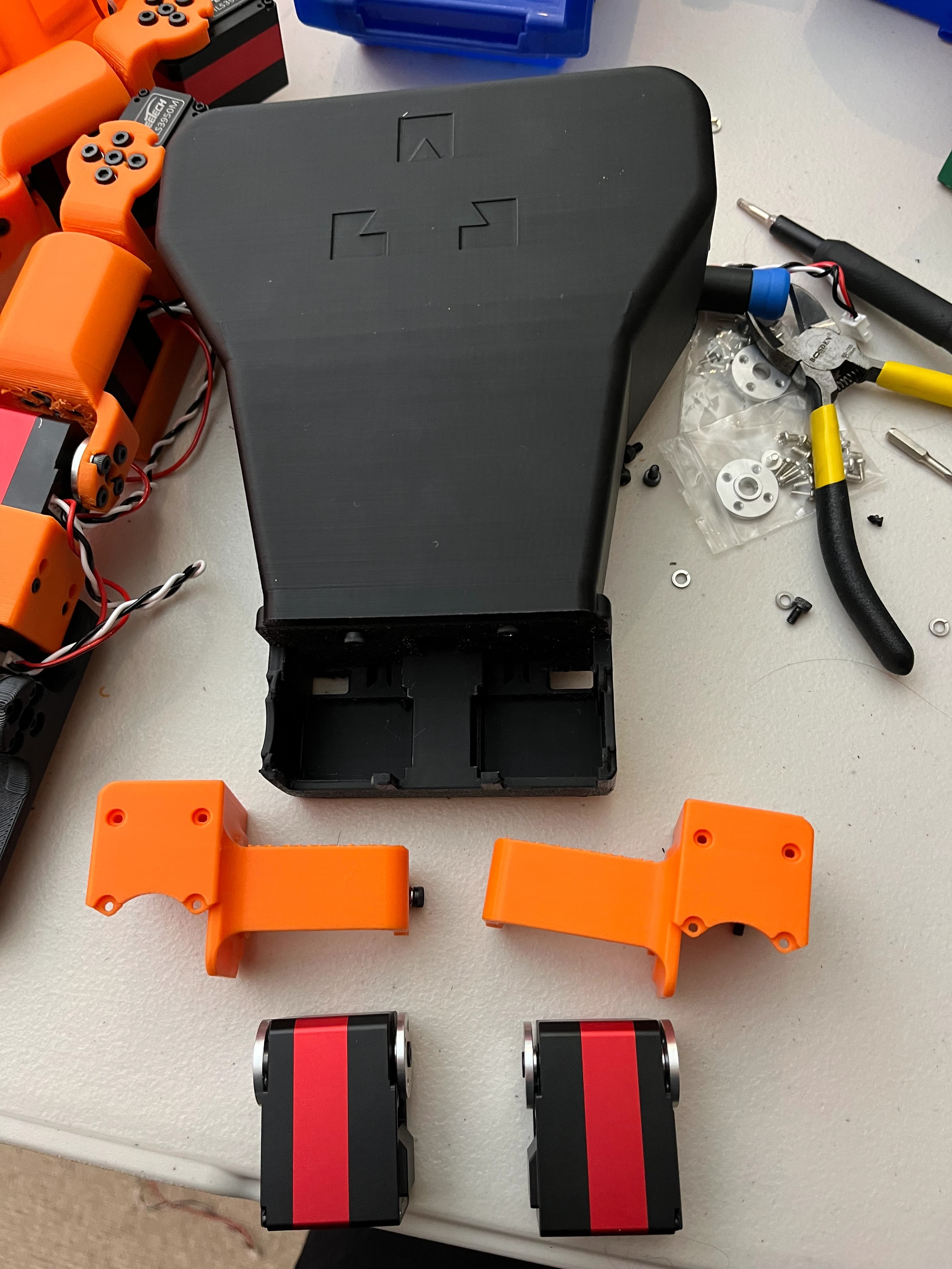 Attaching hip yaw servos - Step 1